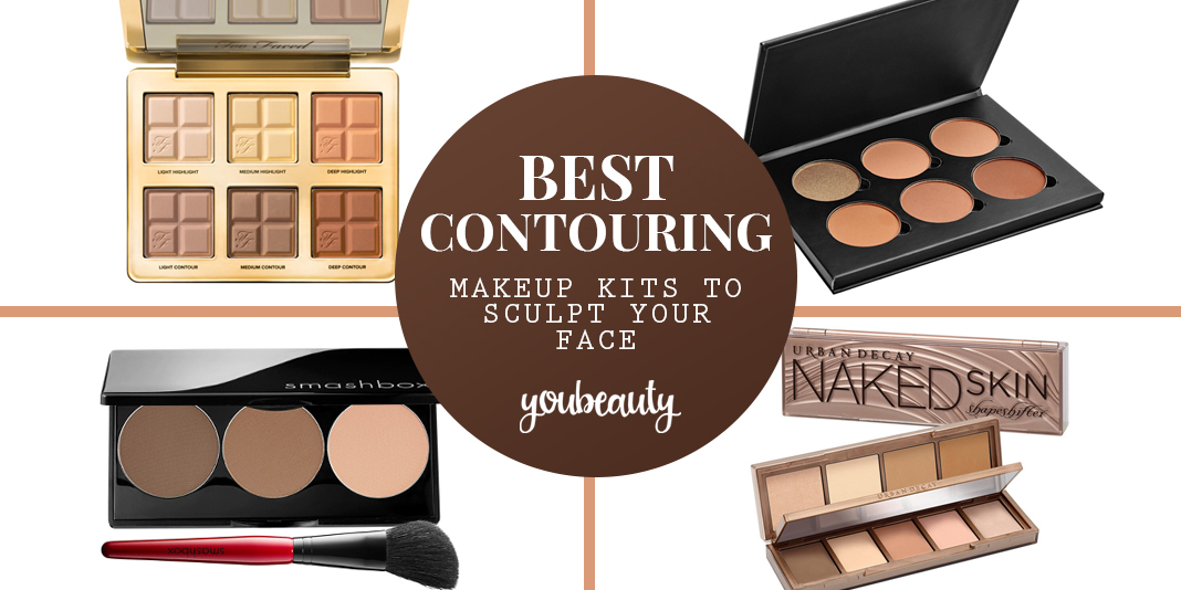 woman holding contouring makeup palette